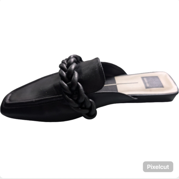 Dolce Vita Giovany Black Leather Braided Mule Slides Flats Designer Shoes - Picture 8 of 9